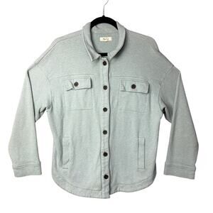 Madewell Womens Shirt Jacket Sage Breeze Long Sleeve Brushed Knit Size XL Cozy